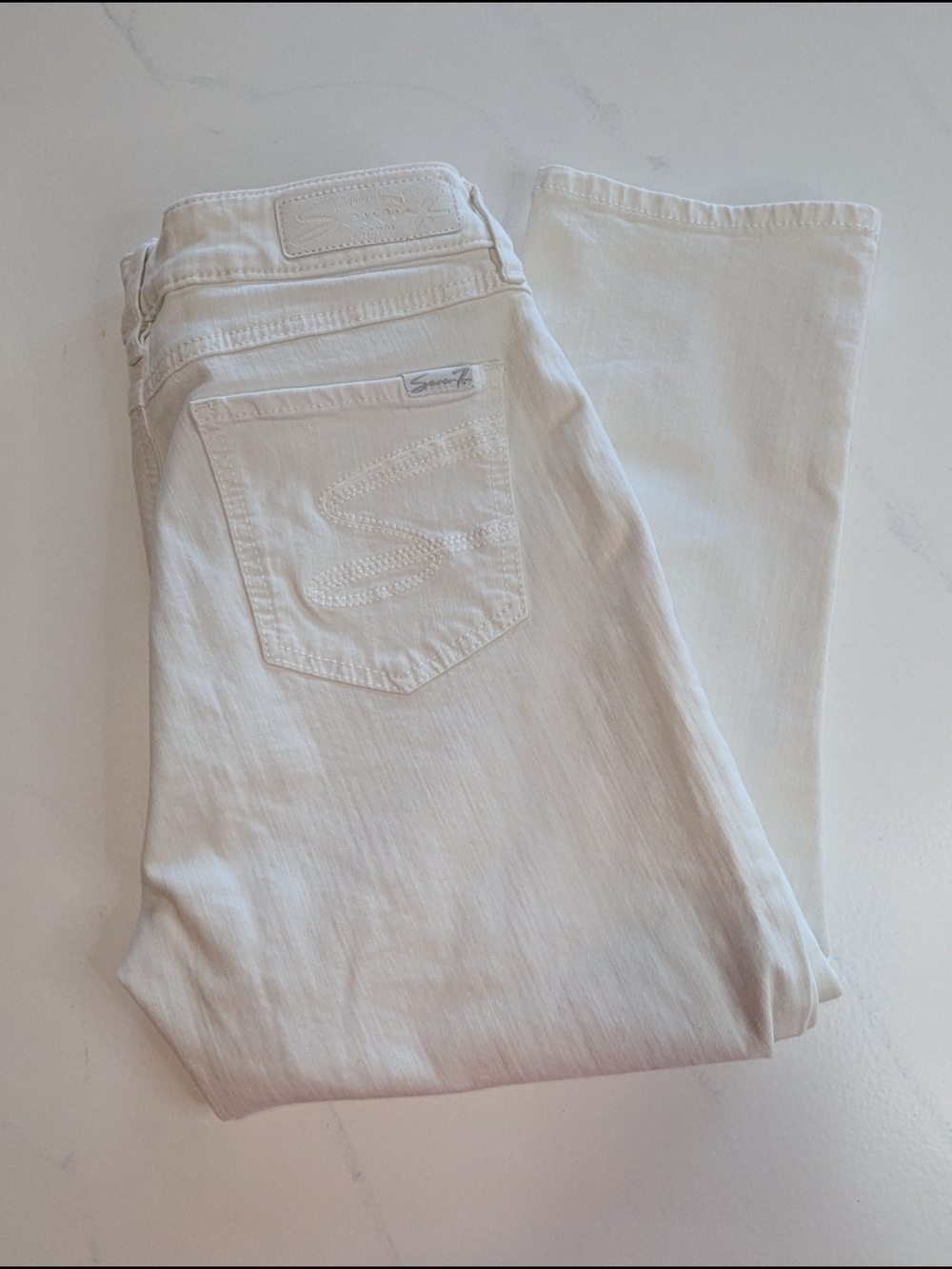 *Seven7 White Cropped Jeans Women’s Size 10 Skinny Stretch Mid Rise